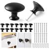 FHISKUNYU FISKUNYU Pomelli per Mobili 14 Pezzi - Pomelli Vintage Neri per Cassetti e Ante, Maniglie Rotonde da 30 mm per Mobili Cucina, Armadi, Comò, con Viti Incluse