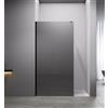 Auria Box Doccia Walk In 90 cm h200 - Cristallo Temperato Fumé 8mm Anticalcare con Profilo e Barra di Sostegno in Alluminio Nero Opaco ad Installazione Reversibile - Mod. Cleò