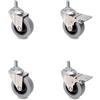 Emuca - Set di 4 rotelle pivotanti per mobile Ø50mm con filettatura M8x15 e cuscinetti a sfere, ruote girevoli in gomma colore grigio
