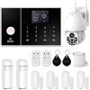 XNY Allarme Casa WiFi con Telecamera Esterno, Allarme casa senza fili 4G con Sirena esterna, Antifurto casa wireless con APP, Sensore di movimento, Sensore per Porte e Finestre, Telecomando