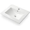 AKORD Lavabo da Incasso NORDIS Rettangolare in Ceramica per Mobile Bagno, 61x46,5x17 cm, Bianco Lucido