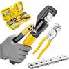 TEENO Pinza crimpatrice idraulica 10T e tagliacavi, da 12 a 2/0 AWG, pinza crimpatrice manuale per terminali elettrici e fili, kit con 9 matrici