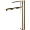 PHASAT Rubinetto Bagno Alto Oro spazzolato Miscelatore Lavabo Bagno Alto in Acciai Inossidabili Rubinetto Monocomando per Lavandino PTMP14G