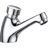 FLUVIA Rubinetto temporizzato per lavabo con pulsante cromato con chiusura automatica e cartuccia in ottone, nebulizzatore anti-spruzzo, filtro impurità, risparmio idrico, per bagno pubblico FLUVIA