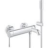 Grohe Essence 25249_1 - Miscelatore monocomando per vasca da bagno, montaggio a parete, con set doccia, a prova di proprietà, edizione professionale, cromato