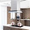 ZXQVLMRS Cappa aspirante a isola, 90 cm, in acciaio inox, con illuminazione a LED, 756 m³/h, aria di scarico e ricircolo, 3 livelli di velocità, con filtro antigrasso e filtro ai carboni