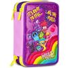 Seven Inside Out 2 Astuccio Scuola 3 Zip, Viola, Portapenne Triplo Scomparto Completo Di Penne, Matite, Colori, Accessori Zaino, Scuole Elementari, Bambina