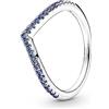 PANDORA Timeless Anello Wish blu brillante in argento Sterling con cristallo blu stellare, 56