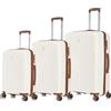 CELIMS - Set di Valigie 3 Pezzi in Polipropilene Rigido | Cabina 55 cm + Media 65 cm + Grande 75 cm | Trolley Resistenti e Leggeri | Lucchetto TSA | 8 Ruote Girevoli 360 | Polipropilene | Beige