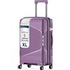 4FLY Set di valigie da viaggio leggere e rigide - Trolley con serratura TSA, doppie ruote, manico telescopico in alluminio e doppia cerniera, beauty case, bagaglio a mano e bagaglio da stiva, Lilla