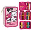 CERDÁ LIFE'S LITTLE MOMENTS Astuccio triplo Hello Kitty da bambina, taglia unica, astuccio scolastico rosa con accessori, 3 scomparti con cerniera, set di cancelleria per il ritorno a scuola, licenza ufficiale