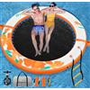 FBSPORT Piattaforma Galleggiante Gonfiabile Sunchill 240 cm per 2-5 Persone, Isola Gonfiabile Rotonda, Amaca Acquatica Floating Platform con Rete per Carichi Pesanti per Piscina, Lago e Mare