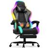 Devoko Sedia da Gaming con Massaggiante Schienale Regolabile 90-135°, Sedia Gaming con LED e Poggiapiedi Telescopico,Poltrona Gaming Ergonomica Portata 150 kg (Gray)