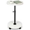 ESTUWD Tavolino da Divano Laterale Rotondo con Ruote, Regolabile in Altezza 45-80 cm, Girevole 360°, in Legno Finitura Noce, Tavolino Salvaspazio per Soggiorno e Camera da Letto, Ideale per Laptop