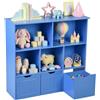 Amveya Libreria Bambini Blu - 3 Cassetti con Ruote, 5 Ripiani Aperti, Mobile Contenitore Giochi, Antiribaltamento, per Cameretta Bambino, Neonato, Camera da Letto