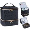 Uross Organizer per smalti per 30 flaconi di smalto e 1 lampada LED per unghie, borsa portaoggetti per accessori per nail art (nero)