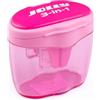 JOLLY Temperamatite 3 in 1 rosa - Temperamatite combinato per matite rotonde, esagonali e triangolari, per matite standard e X-BIG, con scatola di raccolta, temperamatite per scuola, ufficio e