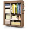 Generico Armadio Guardaroba in Tessuto 175 × 105 × 45 cm, Armadio Pieghevole con Barra Appendiabiti e Ripiani, Armadio Salvaspazio con Struttura in Metallo e Chiusura con Cerniera, Colore Marrone
