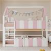 Lcoho Letto a castello per bambini 90 x 200 cm, design a forma di casa con ringhiere di sicurezza rialzate. Il letto superiore dispone di una rete a doghe, adatto per ragazzi e ragazze (rosa)