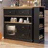 SUKY Tavolo da bar allungabile con spazio di archiviazione (125 - 181 × 39 × 104,5 cm), girevole a 360°, moderno tavolo mobile, credenza con ripiani e vetro (nero)