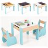 LIFEZEAL 3 in 1 Tavolo con 2 Sedie per Bambini 3-7 Anni (blu) | Tavolino e Sedie per Bambini in Legno, Tavolino Bimbi con Contenitore, Lavagne Bianco e Nero per Disegnare, per cameretta
