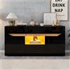 Rosebibi 140 x 40 x 70 cm, credenza da soggiorno, con 4 cassetti, armadio con due scomparti, ampio comò senza maniglie, versatile, armadietto per divano lucido, nero + colore legno
