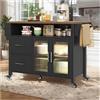 Wyibwy Isola da cucina,139x65x94cm,con piani di lavoro,carrello portavivande con divisori pieghevoli,buffet estraibile,credenza con vetrine in granito,luci LED,portasciugamani laterale con,nero