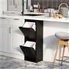 [en.casa] Pattumiera Salvaspazio per Raccolta Differenziata Mobile a Colonna con 2 Scomparti Ribaltabili Cestini a 14 L Rimovibili 93 x 33 x 25 cm Nero