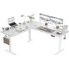 TRIUMPHKEY Scrivania Regolabile in Altezza 160 x 140 cm,Scrivania Gaming di Forma L,Intercambiabile Scrivania Angolare Grande,Porta USB,Funzione di Memoria,Scrivania in Piedi（Bianco）
