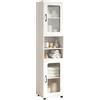 LIFEZEAL Mobile da Bagno Salvaspazio Alto 170 cm, Colonna Bagno da Terra con 2 Ante in Vetro Trasparente, Ripiani Regolabili, 2 Scomparti Aperti, Armadio Stretto per Soggiorno, Cucina, WC (Bianco)