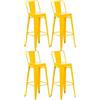 CLP Set di 4 sgabelli Industrial con schienale Mason, sgabello con poggiapiedi e protezioni per il pavimento Colore giallo