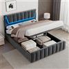 Mydtt Letto 140x200 con LED&USB, Letto Matrimoniale con Contenitore, Grigio