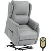 HOMCOM Poltrona Elettrica Alzapersona Reclinabile 155°, Grigio Chiaro