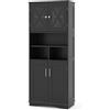 GIANTEX Colonna bagno in MDF, armadio alto bagno a 4 ante, 3 ripiani regolabili, 3 comportamenti aperti, design impermeabile, mobile portaoggetti 60 x 30 x 145 cm (nero)