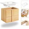 SoBuy Mobile base per lavabo con due cassetti Mobile da bagno Naturale 61x46x54cm BZR172-N