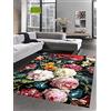 CARPETIA Tappeto Soggiorno Tappeto Moderno Tappeto di Design fiorisce Fiori Rosso Nero Größe 140x200 cm