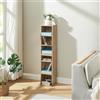 [en.casa] Scaffale a Colonna con 6 Scomparti per CD DVD e Oggetti Decorativi Mobile Salvaspazio con Ripiani Regolabili in Altezza 90 x 20 x 20 cm Effetto Rovere Sonoma