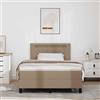 Teenpull Letto a molle con materasso cappuccino, 120 x 190 cm, in ecopelle, imbottito, con rete a doghe e testiera regolabile, per camera da letto e letto per gli ospiti, con illuminazione a LED