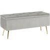 IlGruppone Panca Imbottita in Velluto, Portata 120kg, Contenitore Portaoggetti da Ingresso e Camera - Panca Fondo Letto Cassapanca - Idea Regalo Arredo Casa Salvaspazio (Grigio)