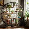 Estiliza Libreria industriale rotonda | Scaffale portaoggetti in metallo a 5 ripiani, 150 x 30 x 160 cm, organizer moderno salvaspazio per soggiorno, ufficio, casa