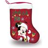 Disney Mickey Mouse Calza di Natale di Babbo Natale, Decorazione Dell'albero di Natale, Ornamento per Il Camino, Caramelle e Sacchetto Regalo, 42 x 32 CM | Rosso