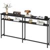 Garvee Tavolino da divano a doppio strato 180 x 23 x 100 cm, consolle con 2 ripiani, tavolino con struttura in metallo, tavolo da ingresso, tavolo da corridoio, tavolino da divano-nero