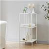 [en.casa] Scaffale da Terra Libreria Bassa a 3 Ripiani Quadrati Consolle da Divano con Scomparti Aperti Scaffale in Acciaio 80 x 35 x 35 cm - Bianco