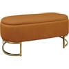 IlGruppone Panca Imbottita in Velluto, Portata 90kg, Contenitore Portaoggetti da Ingresso e Camera - Panca Fondo Letto con Gambe in Metallo Dorato - Idea Regalo Arredo Casa Salvaspazio (Ruggine)
