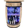 weeco Armadietto da bar con piano da tavolo e luci LED RGB - Tavolo Home Bar - Montabile - Scaffale in legno - Retro decorativo bar - Barile di legno con coperchio - Minibar Gin Whisky birra tavolo 80