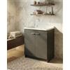 Arredamenti Delmar Delmar Mobile Lavatoio Legno Nobilitato Grigio, 45x50 45x60 50x50 60x45 60x50 60x60 75x60 80x50, H85 cm, Con Lavabo Pilozzo Resina, Made in Italy, Già Montato x Bagno Lavanderia (L. 80 x P. 50 cm)