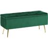 IlGruppone Panca Imbottita Divanetto in Velluto Contenitore Pouf Grande XXL PortaOggetti Cassapanca Ingresso Legno Massello Panchina Sgabello A Pie di Letto - Petrolio