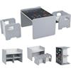 LIFEZEAL Set Tavolo e Sedia per Bambini 3+ Anni (Grigio) | Tavolo da Attività per Bambini con 2 Sedie e Lavagna, Design Salvaspazio e Multifunzionale per Cameretta, Sala Giochi