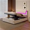 Mydtt Letto 160x200 con LED&USB, Letto Matrimoniale con Contenitore, Beige