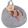 MISIOO Organizer per peluche per cameretta dei bambini, contenitore per giocattoli e pouf in uno, taglia S, lavabile, con cerniera, fodera per pouf per bambini, grigio